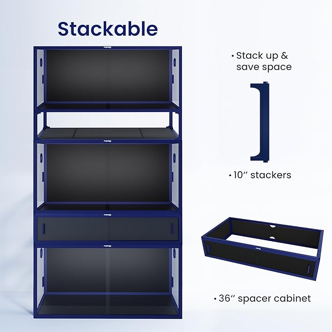 50 Gallon Bearded Dragon Tank, Reptile Enclosure for Easy Maintenance, Front Opening Reptile Tank with Top Screen Ventilation & Glass Sliding Door 36''x18''x18''-PurrikoPets