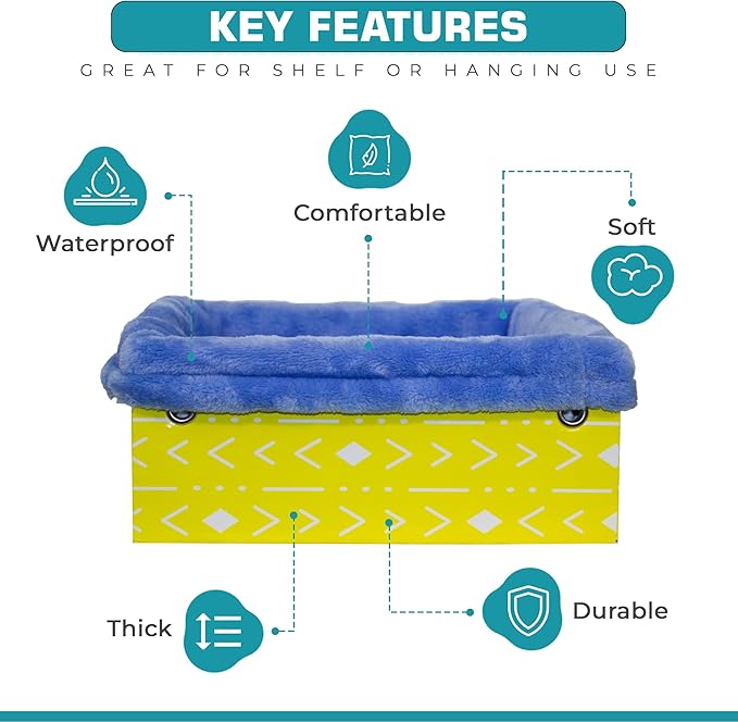 Ferret Hammock For Cage Box, use as Hanging Bed or Secure to Cage. Ferret Cage Accessories w/ Adjustable Straps, Perfect Small Pet Bed, Hanging cat hammock Bed, Guinea Pig Bed or Rabbit Bed.-PurrikoPets