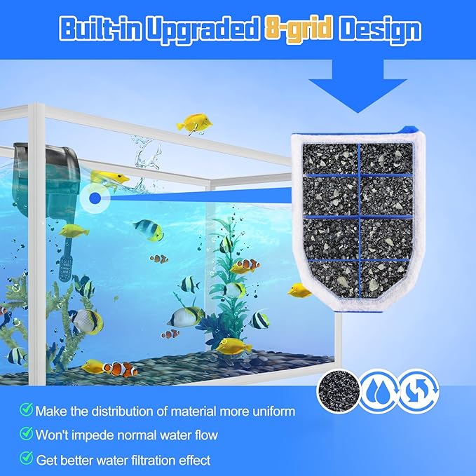 15 Pack Carbon Filter Large Compatible with Tetra Whisper EX30/EX45/EX70 Filters, Replacement Filter Cartridges Compatible with Whisper EX30/EX45/EX70 Filters-PurrikoPets