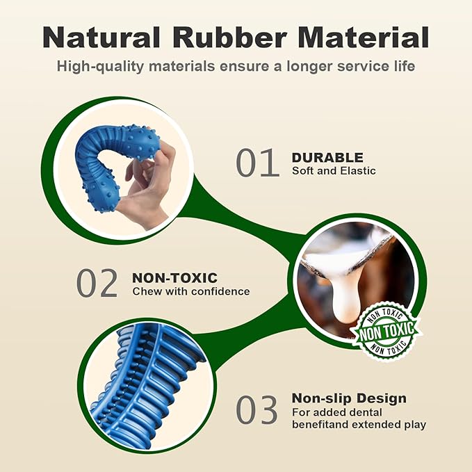 Dog Toys for Aggressive Chewers, Indestructible Chew Toys for Medium Large Dogs,Durable Rubber Dog Bones with Beef Flavor, Tough Dental Toy for Boredom Relief-PurrikoPets