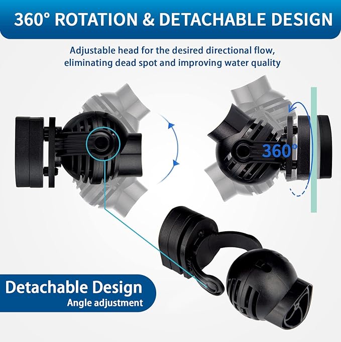 FREESEA Aquarium Powerhead Wave Maker: 1050 GPH Circulation Wavemaker Pump - 360° Adjustable Power Head with Magnetic Suction for 1-55 Gallon Fish Tank | Saltwater | Freshwater-PurrikoPets