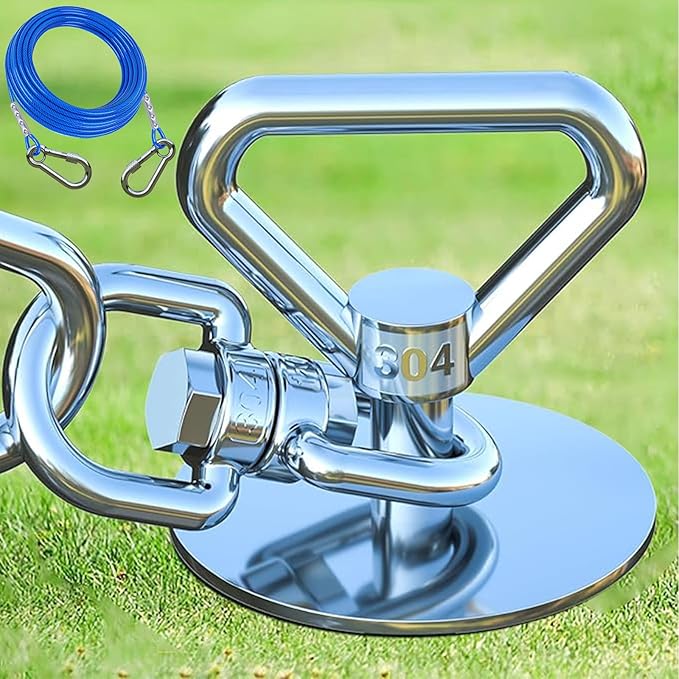 Dog Tie Out Cable and Stake,with 45FT Heavy Duty Cable,360° Swivel Dog Run Stake-No Tangle-Runner for Yard-Suitable for Large Dogs Up to 150 lbs-for Outdoor Camping-PurrikoPets