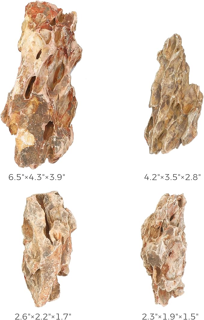 2-6 Inches Natural Dragon Stone 4 PCS Aquarium Rocks for Aquascaping, Aquarium Landscaping, Terrariums, Fish Tank Decoration, Vivariums, Paludarium, Reptile and Amphibian Enclosures-PurrikoPets