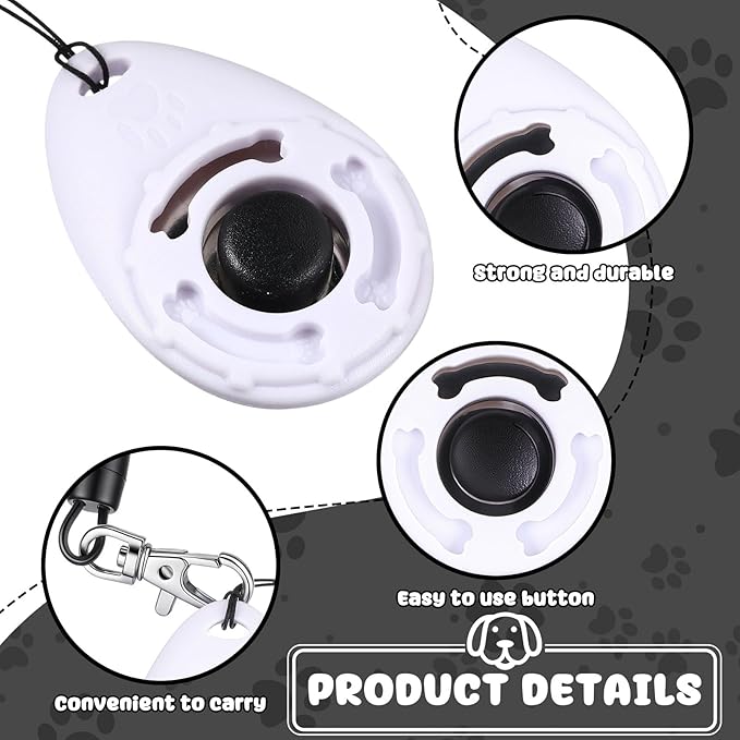 Frienda 18 Pieces Dog Training Clicker, Pet Behavioral Training Clickers with Wrist Strap for Dogs Cats Puppy Birds Horses (White)-PurrikoPets