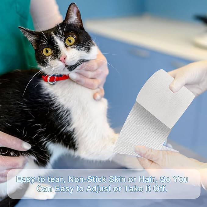 24 Pack Self Adhesive Bandage Wrap 2 Inch, White Medical Tape Elastic Cohesive Bandage Rolls Self Adherent, Self Sticking Tape First Aid Gauze for Sports, Leg, Knee, Ankle, Swelling, Wrist Sprains-PurrikoPets