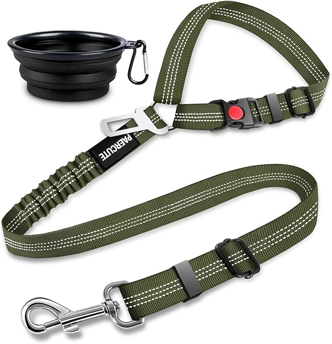 2 Piece Set Retractable Dog Car Seatbelts - Adjustable Pet Seat Belt for Vehicle Headrest Restraint - Heavy Duty & Elastic & Durable Car Harness-PurrikoPets