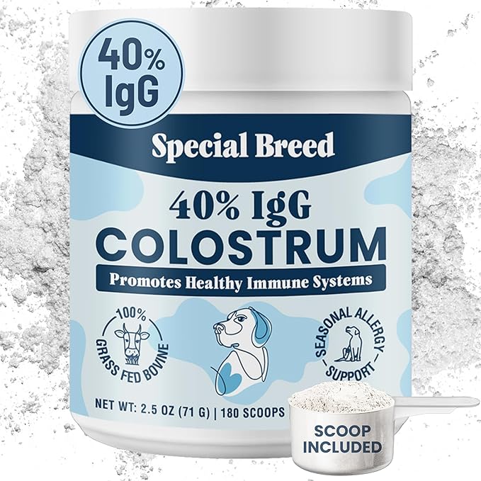 40% IgG Grass Fed Colostrum for Dogs, High IgG Third Party Tested, Immune Support, Skin & Gut Health, Seasonal Allergy & Itch Relief, Made in USA, 2.5 Oz-PurrikoPets