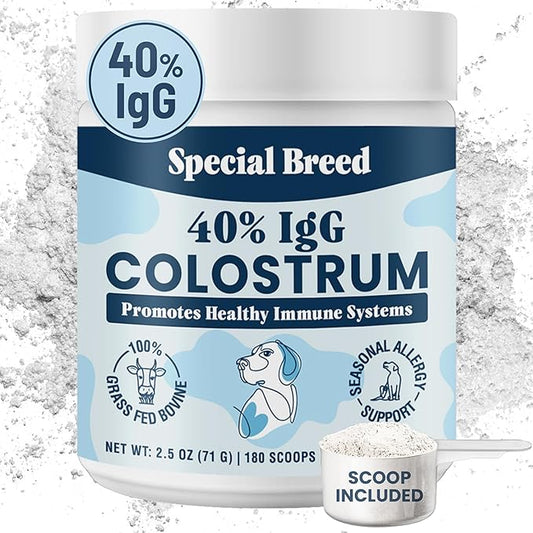 40% IgG Grass Fed Colostrum for Dogs, High IgG Third Party Tested, Immune Support, Skin & Gut Health, Seasonal Allergy & Itch Relief, Made in USA, 2.5 Oz-PurrikoPets