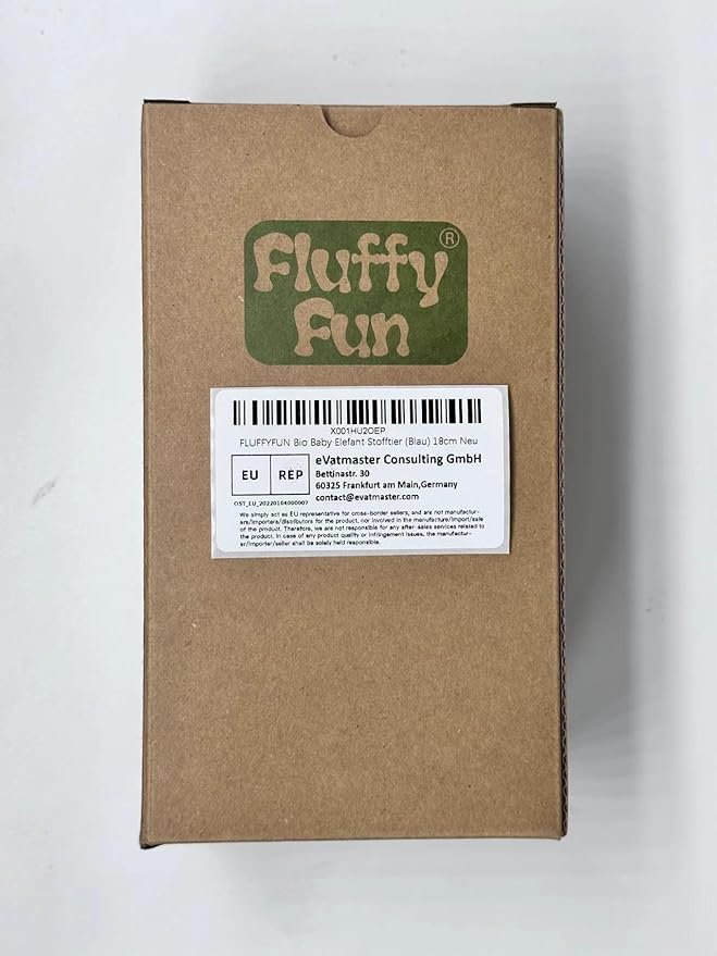 100% Organic Cotton Baby Elephant Stuffed Animal 7.1" | Blue Soft Toy for Newborn-PurrikoPets