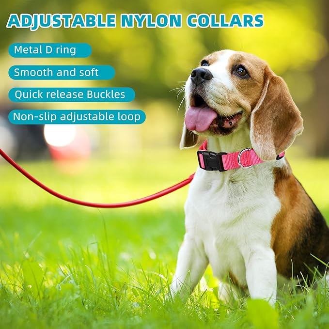 9 Pieces Adjustable Dog Collar for Animal, Soft Nylon Pets Puppy Collar with Quick Release Buckle Holder Bulk for Dogs Walking Running Training(Small,Retro Colors)-PurrikoPets