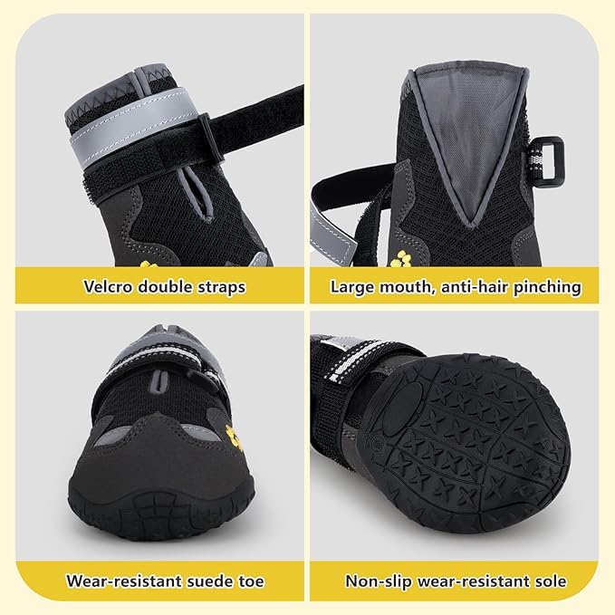 Dog Shoes for Large Medium Small Dog, Mesh Breathable Dog Shoes for Hot Pavement, Anti-Slip Dogs Boots Paw Protectors with Reflective for Outdoor Walking Indoor Hardfloors (Size 7)-PurrikoPets