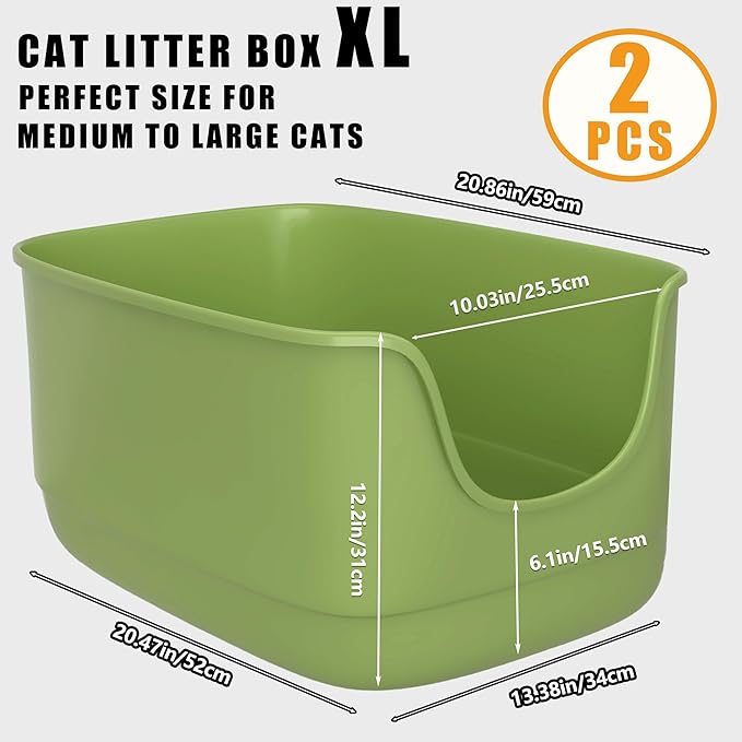 Gefryco Jumbo Cat Litter Box with High Sides, Extra Large for Muti Cats Open Big Cat Litter Box Anti-Splashing, High Wall Litter Tray for Indoor Medium and Large Cats(2Pack)-PurrikoPets