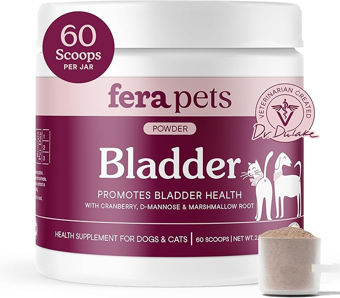 Fera Pets Bladder Support - Cranberry for Dogs & Cats - D-Mannose & Marshmallow Root - Urinary Tract Support - Supports Normal Urine pH - Boosts Immunity - 60 Scoops-PurrikoPets