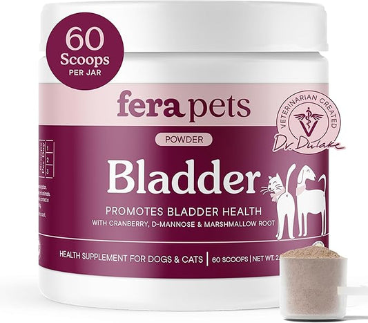 Fera Pets Bladder Support - Cranberry for Dogs & Cats - D-Mannose & Marshmallow Root - Urinary Tract Support - Supports Normal Urine pH - Boosts Immunity - 60 Scoops-PurrikoPets