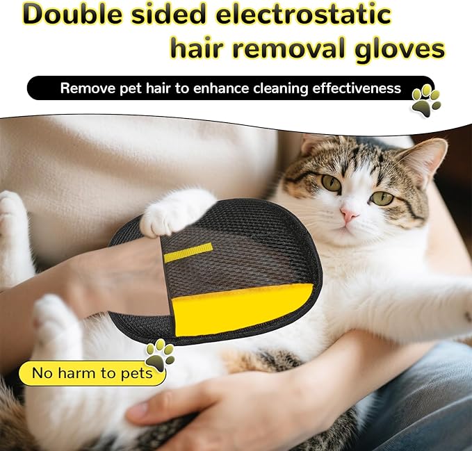 3Pcs Electrostatic Gloves Pet Hair Removal, 2025 Thickened Pet Hair Remover Glove, Washable Reusable Dog Cats Hair Gloves for Furniture Bed Sheets Couch Clothes Carpet Car Seat-PurrikoPets