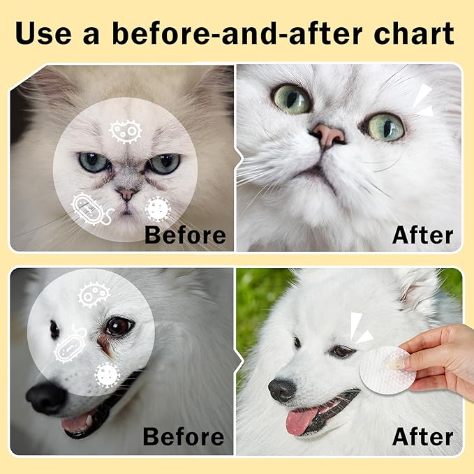 Eyes Wipes for Dogs & Cats Dog Cleaning Grooming Deodorizing Wipes Kit Wash Cleaner for Eyes Wrinkle Face Gently Remove Tear Stain Eye Debris 25pcs Unscented-PurrikoPets
