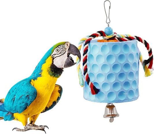 Extra Large Bird Chewing Toy, Parrot Beak Grinding Calcium Stone with Bells, Bird Cage Accessories, Cage Toys for Cockatiel Parakeet Parrot Budgies Rat Hamster Chinchilla Rabbit Bunny African Grey-PurrikoPets