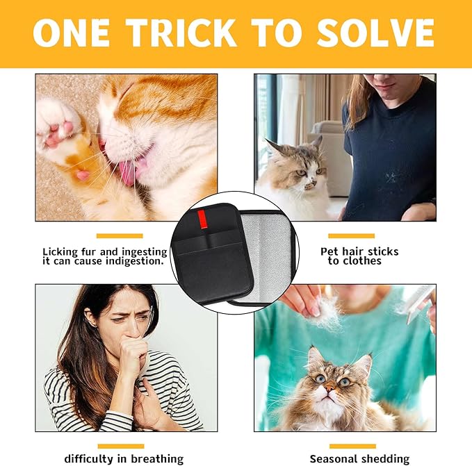 2PCS Electrostatic Pet Hair Removal Gloves,Pet Hair Removal Tool,Reusable Cat & Dog Hair Remover for Carpet,Couch,Furniture,Car Seat,Cat Grooming Gloves-PurrikoPets