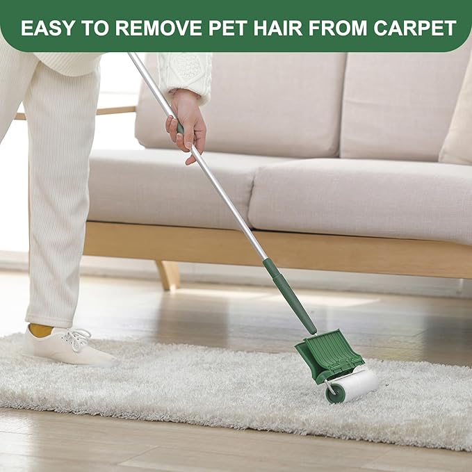 Fedicelly Large Lint Rollers Pet Hair Extra Sticky Floor, Cat Dog Hair Remover Laundry Clothes Carpet Furniture,6.3 inches Wider with 320 Sheets Giant Lint Remover Brush for Couch with Long Handle-PurrikoPets