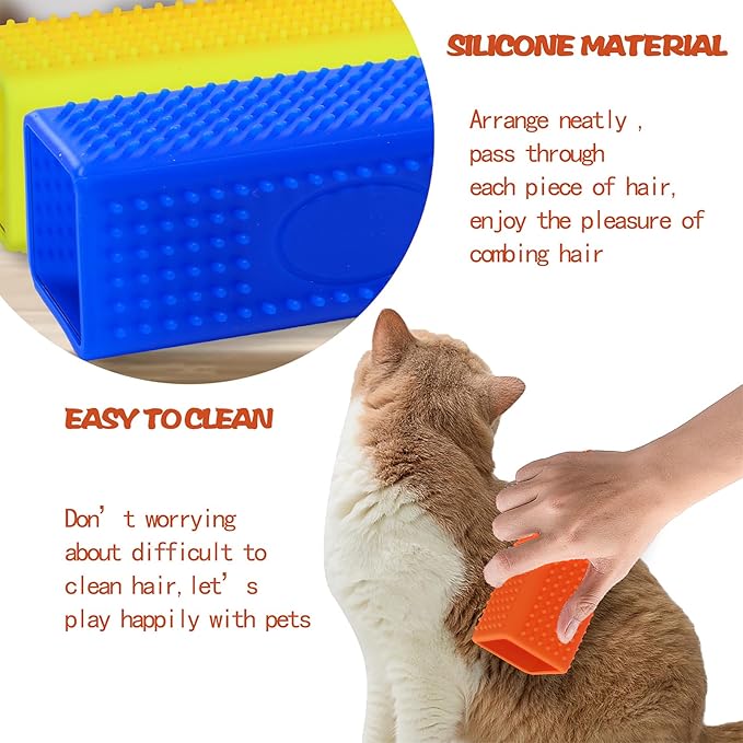 2pcs Pet Dog Cat Hair Remover, Pet Hair Removal Tool, Hollow Cleaner Brush for car，Interior, Furniture, Sofa (blue and yellow)-PurrikoPets