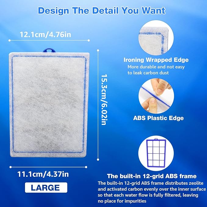 16 Count Assembled Large Filter Cartridges Compatible with Tetra Whisper Bio-Bag Filters 20i 40i IQ20/30/45/60 PF20/30/40/60, Large Replacement Filter Cartridges for Whisper Filters & Aquariums-PurrikoPets