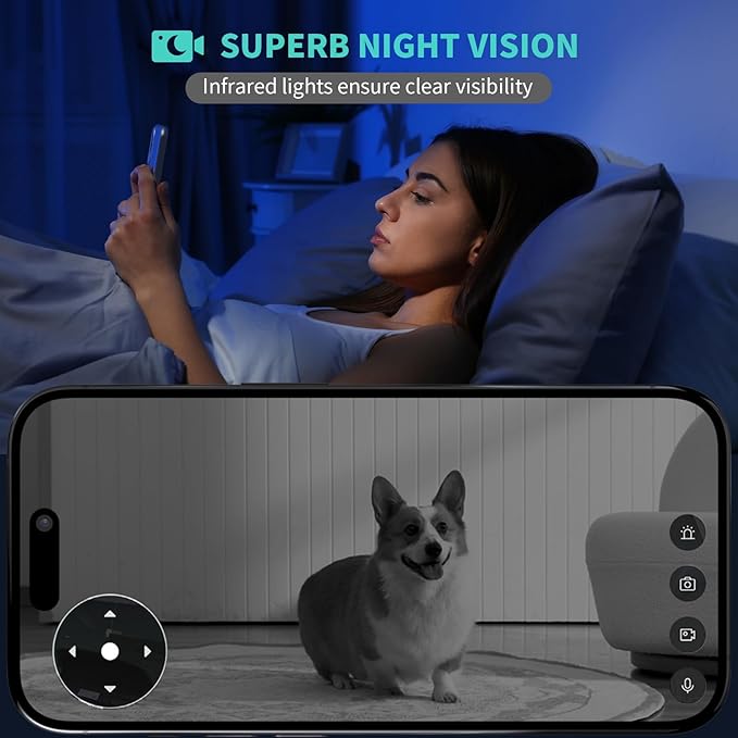 Alaga 3K Pet Camera, Dog Monitor with Phone App, 360° Pan/Tilt, Night Vision, Speaker, WiFi Cameras for Dog/Cat, Compatible with Alexa & Google Assistant, Black, Includes 1-Year Pet Time Album-PurrikoPets