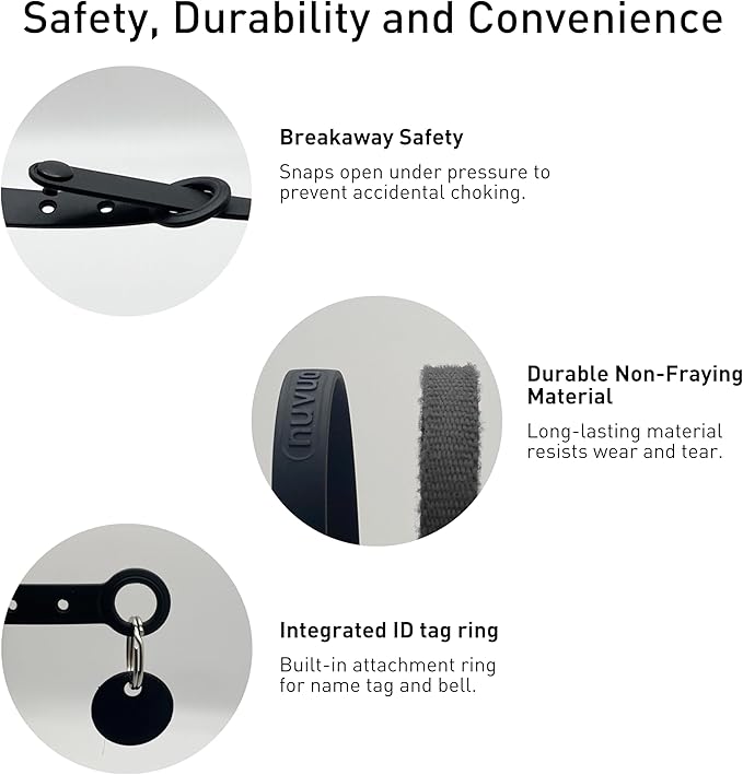 3 Pack Breakaway Cat Collar - Soft, Comfortable, and Lightweight Safety Buckle Collar with Name Tag Ring for Outdoor Cats and Sensitive Skin Kittens by Nuvuq (6 ⅞" to 10 ¼", Blue, Pink and Black)-PurrikoPets