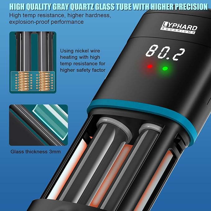 Electronic Aquarium Heater, 300W Small Fish Tank Heater, Adjustable Submersible Heater PID Temperature Control with LED Digital, Water Dry Automatic Shut Off for Fresh Seawater-PurrikoPets