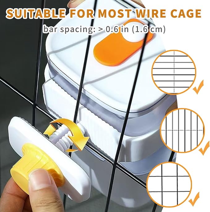 34oz Automatic Rabbit Feeder for Cages, Hanging Auto Bunny Food Bowl Dispenser Small Aniaml Cage Accessories for Ferret Guinea Pig Rat Rabbit Cat Puppy (White)-PurrikoPets