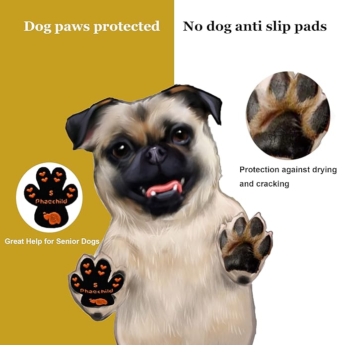 Dog Paw Pads Anti-Slip Grips,Dog Paw Protectors for Senior Dogs on Hot Pavement,Provides Traction to Keep Them from Slipping on Smooth Floors 20 sets-80 Pads Black XXXL-PurrikoPets