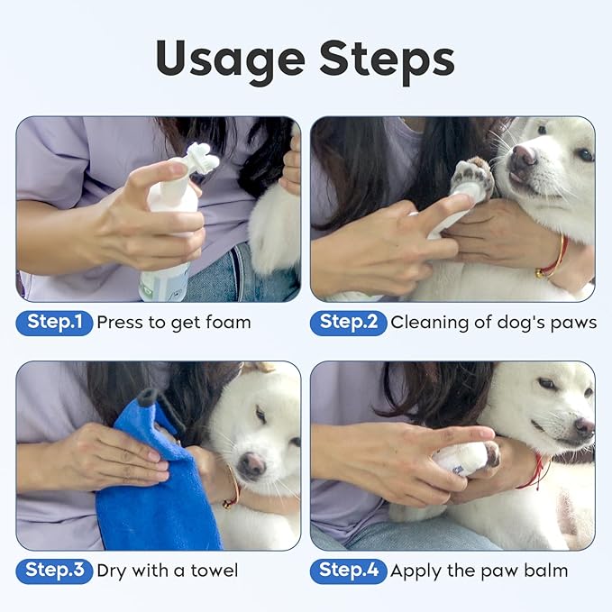 Dog Paw Care Kit- 2 Packs Cleaner for Dogs Large Medium Small XL Breed-Dog Paw Balm for Heals - Repairs & Restores Dry - Cracked Paws & Nose Protector for Pet Foot Washer Care-PurrikoPets
