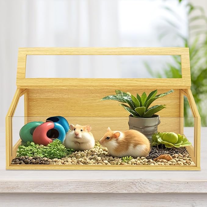 48" Large Hamster Cage, Chewproof Gerbil Cages and Habitats, Openable Top Roof Window with Silencing Pad, Wooden Guinea Pig Cage for Small Animals, Dwarf and Syrian Hamster, 40 x 20 x 20 Inches-PurrikoPets