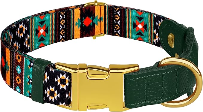 AirTag Dog Collar for Small Medium Large Breed - Adjustable Cute Pattern Dog Collar with Airtag Holder - Soft Leather Tracker GPS Apple Air Tag Pet Collars (Small, 12"-15" Neck Fit, Tribal)-PurrikoPets