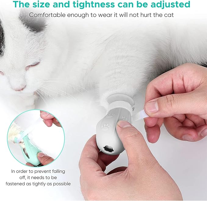 4 Pieces Cat Scratch Cover for Nursing Rehabilitation Cat Boots for Cats Only, Adjustable Cat Bathing Gloves (Grey)-PurrikoPets