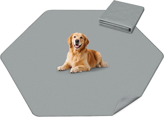 FXW Washable Pee Pads for Dogs, Puppy Pads with Super Absorbent, Specifically Designed for FXW Rollick/Homeplus 32inch 6 Panels Dog Playpen, 35" Hexagon, Gray, 1 Pack-PurrikoPets