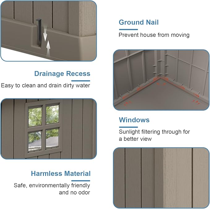 Dog House Indoor Outdoor for Small to Large Sized Dogs Resin Outdoor Dog House with Ventilation Puppy Shelter with Elevated Floor, Easy to Assemble, Blue-PurrikoPets