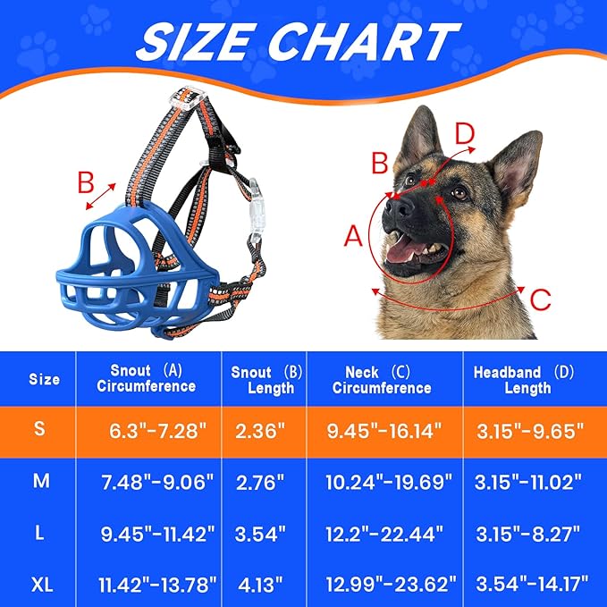 Dog Muzzle, Basket Muzzle for Small Medium Large Dogs, Anti-Biting and Chewing, Lightweight & Sturdy Cage Design, Allows Panting & Drinking, Ideal for Grooming & Training（Blue Size S）-PurrikoPets