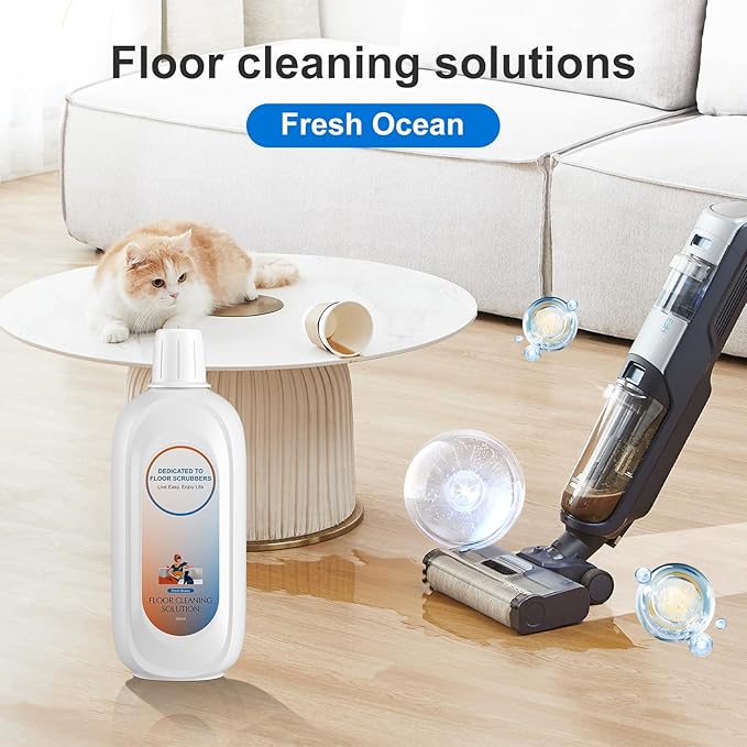 Floor Cleaning Solution Compatible With Tineco , Deep Cleans for Multiple Hard Floors, Suitable With All Robot Vacuums with Mopping and Cordless Wet/Dry Vacuum Mop Cleaner (Fresh Ocean 1 Bottle)-PurrikoPets
