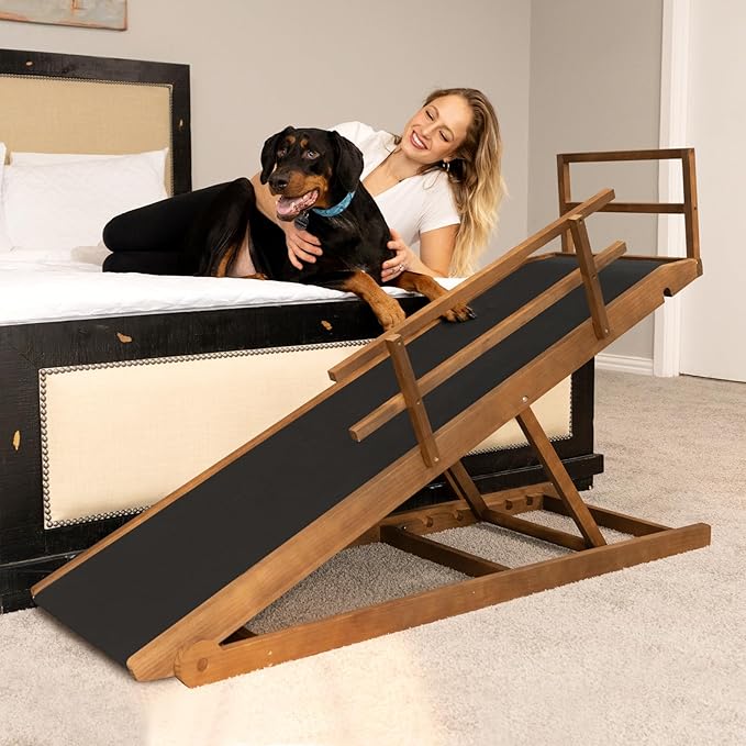 ABORON Dog Ramp,Adjustable Folding Pet Ramp for Bed,Couch,SUV - High Traction Portable Rubber Paw Ramps,Great for Small & Large Old Dogs & Cats, Supports up to 200 lbs,55''Long-PurrikoPets