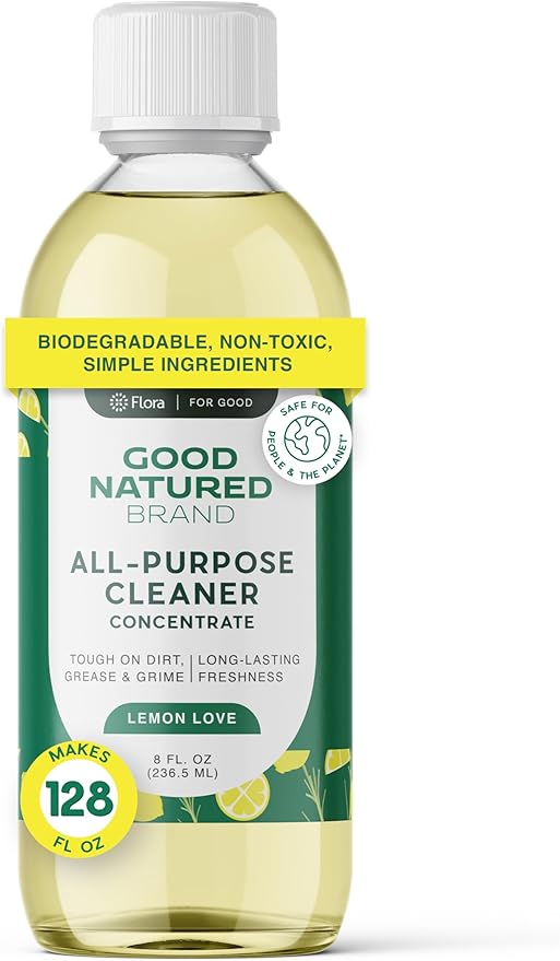 Good Natured Brand All-Purpose Cleaner Concentrate | Multi-Surface Cleaner | Natural Lemon Essential Oil | Multipurpose Cleaner Concentrate All Surfaces | Lemon Love | 8oz makes 128oz-PurrikoPets