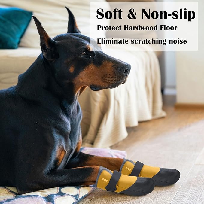 Dog Shoes Lightweight Dog Boots-Breathable Knitted Paw Protector with Adjustable Strap for Hot Pavement, Rain Walking, Hardwood Floors Anti Slip Reduce Noise, Prevent Licking Paws(Yellow,M)-PurrikoPets