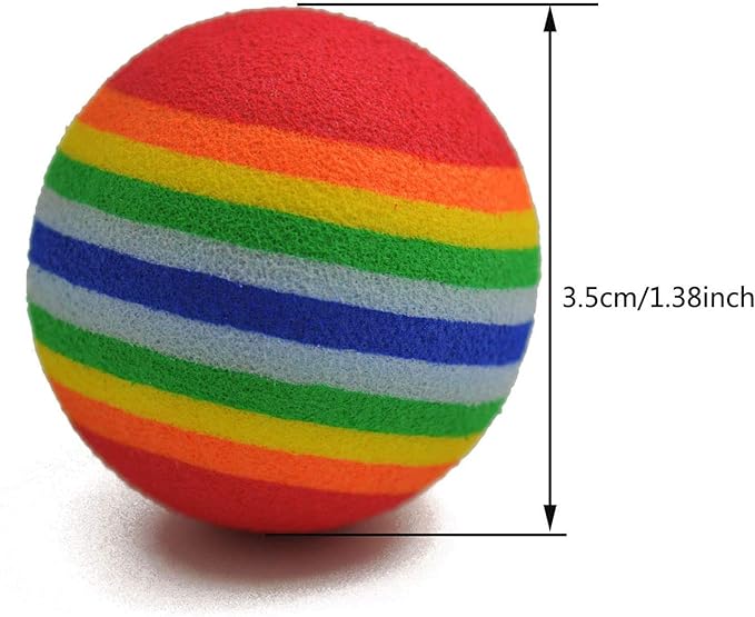 12 Pack Rainbow Cat Toy Balls Soft EVA Foam Interactive Indoor Kittens Favorite Toys 1.38" Dia. Small Dogs Puppies Toy Balls Bulk Activity Chase Quiet Play Sponge Ball-PurrikoPets