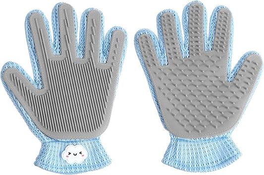 2 in 1 Pet Grooming Glove for Cats & Dogs, Efficient Deshedding Brush Pet Long Short Fur Removal Glove, Gentle Massaging Puppy Kitten Bathing Grooming Brush Tool, Easy Clean Floating Hair Mitt-PurrikoPets