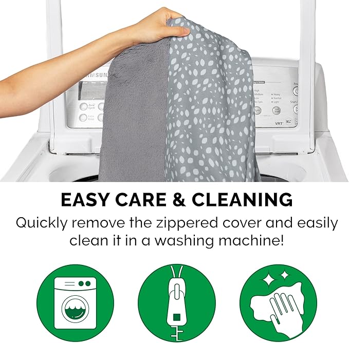 FurHaven Supportive Cooling Memory Foam L Chaise Dog Bed with Washable & Removable Cover - Plush & Almond Print - Gray Almonds, Dogs Up to 35 lbs - Medium-PurrikoPets