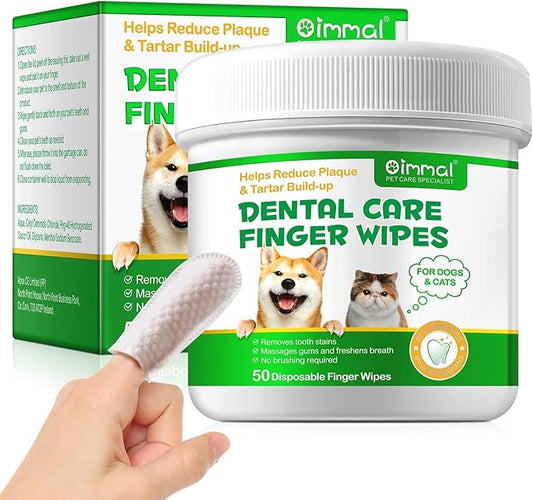 ALIVO Dental Teeth Cleaning Wipes for Dogs & Cats, Remove Bad Breath by Removing No-Rinse Dog Finger Toothbrush, Disposable Gentle Cleaning Pet Dental Care Wipes, 50pc-PurrikoPets