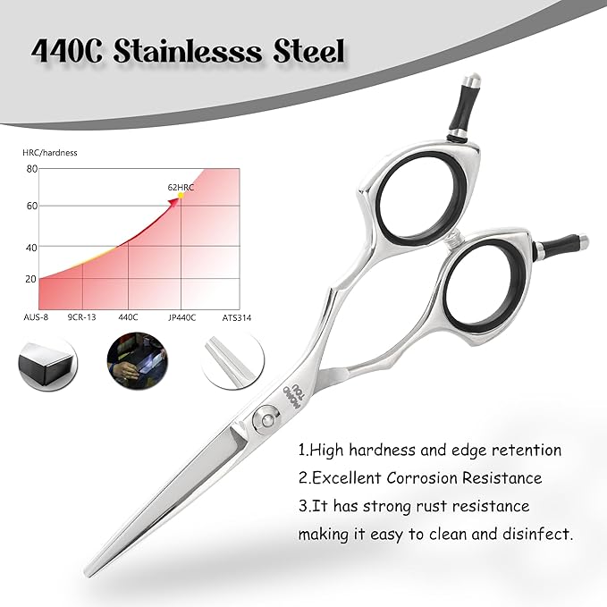 Dog Grooming Scissors 5 inch Small Straight Scissors Super Light Professional 440C Stainless Steel Pet Shears for Trimming Face and Paws Nose Ear Easy Use.-PurrikoPets