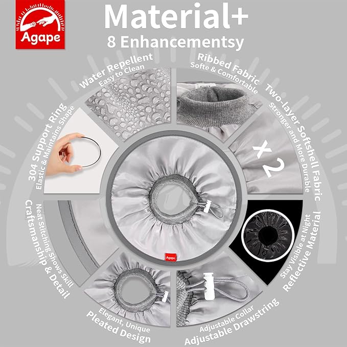 Agape Soft Cat Cone, Comfy Collar to Stop Licking & Scratching, Lightweight Recovery Collar for Cats After Surgery, Adjustable Elizabethan Collar for Neuter Recovery, Waterproof Neck Cones for Cats-PurrikoPets