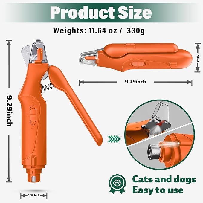 2-in-1 Cat Nail Clippers & Dog Nail Clippers Trimmers for Large Medium Small Dogs Cats Claw Trimmer Quick Sensor and Safety Guard USB Rechargeable with 2 LED Lights Dogs Nail Trimmer-PurrikoPets