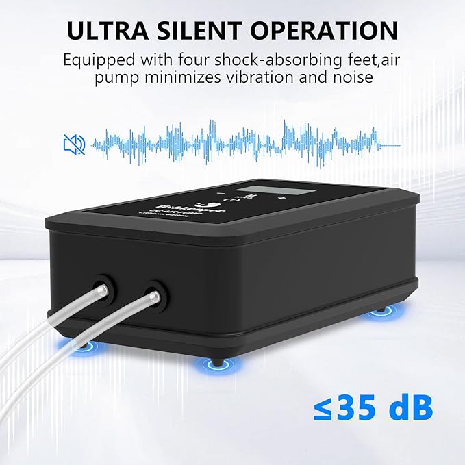 fishkeeper Rechargeable Aquarium Air Pump, 8W 130GPH Ultra Quiet Fish Tank Air Pump for 10-120 Gallon Tanks Adjustable Oxygen Aerator Pump for Outdoor-Fishing, Power Outages and Emergency-PurrikoPets