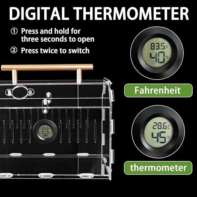 Acrylic Tarantula Enclosure – Escape-Proof Reptile Terrarium with Magnetic Lock, Front Opening for Easy Cleaning, Ideal for Jumping Spiders, Hermit Crabs & Small Pets-PurrikoPets